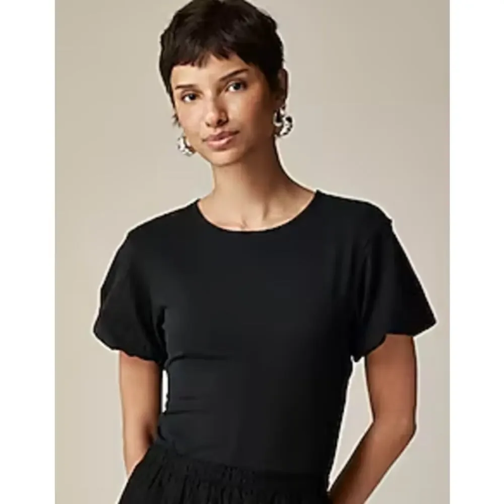 J.Crew Open Back Puff Sleeve Top Stretch Cotton Satin Bow Preppy Small NWT
